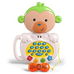 Babyhug Musical Monkey  Telephone Learning Toy|Baby Monkey with Sounds & Music|Role Play Fun Phone Toy for Kids|Educational Phone|Green