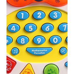 Babyhug Musical Monkey Telephone Learning Toy|Lights & Music|Role Play Phone Toy for Kids|Numbers|Shape & Color Recognition|Animal Names & Sounds|Math Quizzes|Addition & Subtraction|Yellow -12 Months+
