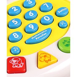 Babyhug Musical Monkey Telephone Learning Toy|Lights & Music|Role Play Phone Toy for Kids|Numbers|Shape & Color Recognition|Animal Names & Sounds|Math Quizzes|Addition & Subtraction|Yellow -12 Months+