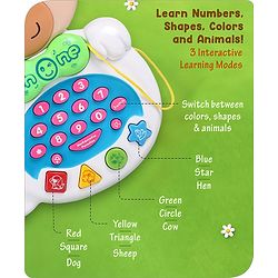 Babyhug Musical Monkey Telephone Learning Toy|Lights & Music|Role Play Phone Toy for Kids|Numbers|Shape & Color Recognition|Animal Names & Sounds|Math Quizzes|Addition & Subtraction|Red -12 Months+