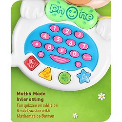 Babyhug Musical Monkey Telephone Learning Toy|Lights & Music|Role Play Phone Toy for Kids|Numbers|Shape & Color Recognition|Animal Names & Sounds|Math Quizzes|Addition & Subtraction|Red -12 Months+