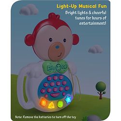 Babyhug Musical Monkey Telephone Learning Toy|Lights & Music|Role Play Phone Toy for Kids|Numbers|Shape & Color Recognition|Animal Names & Sounds|Math Quizzes|Addition & Subtraction|Red -12 Months+