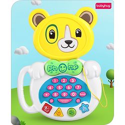 Babyhug Musical Monkey Telephone Learning Toy|Lights & Music|Role Play Phone Toy for Kids|Numbers|Shape & Color Recognition|Animal Names & Sounds|Math Quizzes|Addition & Subtraction|Red -12 Months+