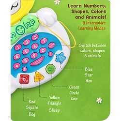 Babyhug Musical Monkey Telephone Learning Toy|Lights & Music|Role Play Phone Toy for Kids|Numbers|Shape & Color Recognition|Animal Names & Sounds|Math Quizzes|Addition & Subtraction|Red -12 Months+