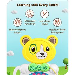 Babyhug Musical Monkey Telephone Learning Toy|Lights & Music|Role Play Phone Toy for Kids|Numbers|Shape & Color Recognition|Animal Names & Sounds|Math Quizzes|Addition & Subtraction|Red -12 Months+