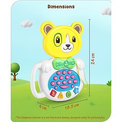 Babyhug Musical Monkey Telephone Learning Toy|Lights & Music|Role Play Phone Toy for Kids|Numbers|Shape & Color Recognition|Animal Names & Sounds|Math Quizzes|Addition & Subtraction|Red -12 Months+