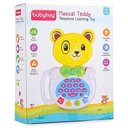 Babyhug Musical Monkey Telephone Learning Toy|Lights & Music|Role Play Phone Toy for Kids|Numbers|Shape & Color Recognition|Animal Names & Sounds|Math Quizzes|Addition & Subtraction|Yellow -12 Months+