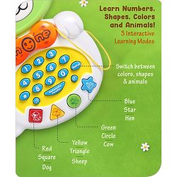 Babyhug Musical Monkey Telephone Learning Toy|Lights & Music|Role Play Phone Toy for Kids|Numbers|Shape & Color Recognition|Animal Names & Sounds|Math Quizzes|Addition & Subtraction|Yellow -12 Months+