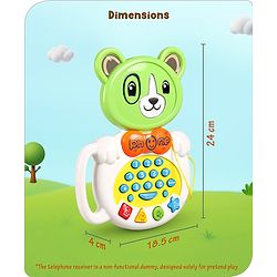 Babyhug Musical Monkey Telephone Learning Toy|Lights & Music|Role Play Phone Toy for Kids|Numbers|Shape & Color Recognition|Animal Names & Sounds|Math Quizzes|Addition & Subtraction|Yellow -12 Months+