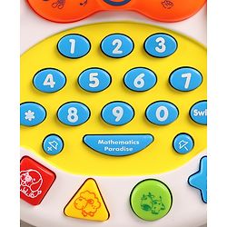 Babyhug Musical Monkey Telephone Learning Toy|Lights & Music|Role Play Phone Toy for Kids|Numbers|Shape & Color Recognition|Animal Names & Sounds|Math Quizzes|Addition & Subtraction|Yellow -12 Months+