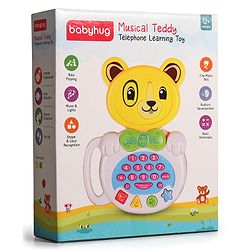 Babyhug Musical Monkey Telephone Learning Toy|Lights & Music|Role Play Phone Toy for Kids|Numbers|Shape & Color Recognition|Animal Names & Sounds|Math Quizzes|Addition & Subtraction|Yellow -12 Months+