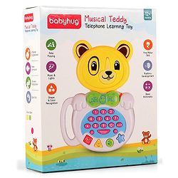 Babyhug Musical Monkey Telephone Learning Toy|Lights & Music|Role Play Phone Toy for Kids|Numbers|Shape & Color Recognition|Animal Names & Sounds|Math Quizzes|Addition & Subtraction|Yellow -12 Months+