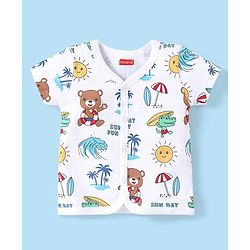 Babyhug 100% Cotton Interlock Knit Half Sleeves Vests with Bear Print Pack of 3 - Multicolor