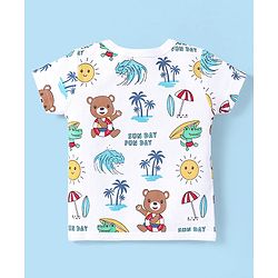 Babyhug 100% Cotton Interlock Knit Half Sleeves Vests with Bear Print Pack of 3 - Multicolor