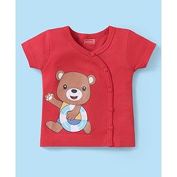 Babyhug 100% Cotton Interlock Knit Half Sleeves Vests with Bear Print Pack of 3 - Multicolor