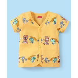 Babyhug 100% Cotton Interlock Knit Half Sleeves Vests with Bear Print Pack of 3 - Multicolor