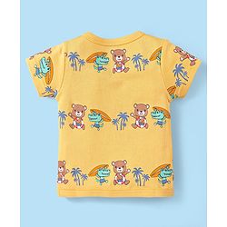 Babyhug 100% Cotton Interlock Knit Half Sleeves Vests with Bear Print Pack of 3 - Multicolor