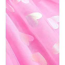Babyhug Cotton Knit Half Sleeves Foil Printed Frock with Sequinned Heart - Pink