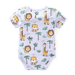 Babyhug Interlock Knit Half Sleeves Onesie With Animal Print Pack of 3 - Multicolor