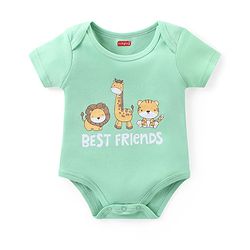 Babyhug Interlock Knit Half Sleeves Onesie With Animal Print Pack of 3 - Multicolor