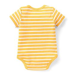 Babyhug 100% Cotton Knit Half Sleeves Onesies  with Striped Dino & Text Print Pack of 3 - Multicolour