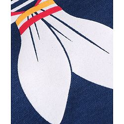 Babyhug 100% Cotton Knit Half Sleeves Onesie with Sailor Print - Navy Blue