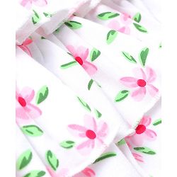 Babyhug 100% Cotton Knit Sleeveless Frock Style Onesie With Hairband Floral Print Bow Detailing - White