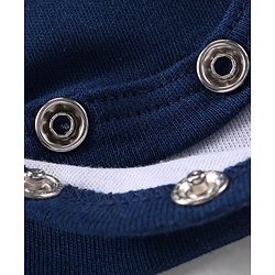 Babyhug 100% Cotton Knit Half Sleeves Onesies with Monkey Print - White & Blue