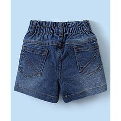 Babyhug Cotton Woven Cold Shoulder Striped Top & Denim Shorts Set - Blue & White