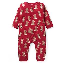 Babyhug 100% Cotton Knit Full Sleeves Bear Printed Romper Pack of 2 - Multicolour
