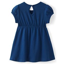 Babyhug Cotton Knit Half Sleeves Frock with Sling Bag Peppa Pig Print - Navy Blue