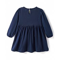 Babyhug Single Jersey Knit Full Sleeves Solid Colour Frock With Stockings - Navy Blue