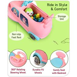 Babyhug Unicorn Kids Retro Swing Car| LED Lights and Music |Baby Magic Car|Toy Car | Push Car | Ride On Car |ABEC 7 Bearing|Weight Capacity Upto 50-KGS | Pink