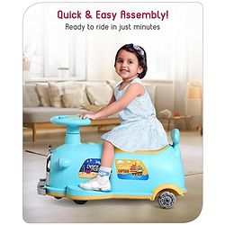 Babyhug Little Explorer Aquatic Theme Kids Retro Swing Car| LED Lights and Music |Baby Magic Car|Toy Car | Push Car | Ride On Car |ABEC 7 Bearing|Weight Capacity Upto 50 kg | Light Blue