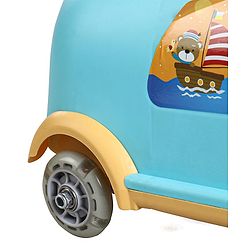 Babyhug Little Explorer Aquatic Theme Kids Retro Swing Car| LED Lights and Music |Baby Magic Car|Toy Car | Push Car | Ride On Car |ABEC 7 Bearing|Weight Capacity Upto 50 kg | Light Blue