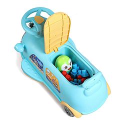 Babyhug Little Explorer Aquatic Theme Kids Retro Swing Car| LED Lights and Music |Baby Magic Car|Toy Car | Push Car | Ride On Car |ABEC 7 Bearing|Weight Capacity Upto 50 kg | Light Blue
