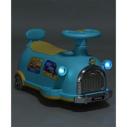 Babyhug Little Explorer Aquatic Theme Kids Retro Swing Car| LED Lights and Music |Baby Magic Car|Toy Car | Push Car | Ride On Car |ABEC 7 Bearing|Weight Capacity Upto 50 kg | Light Blue