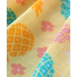 Babyhug Cotton Woven Half Sleeves Top & Denim Shorts Set With Pineapple Print - Yellow & Blue