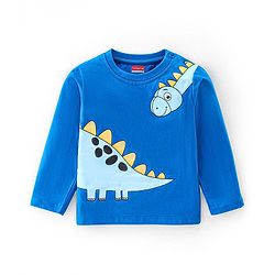 Babyhug Cotton Knit   Full Sleeves T-Shirts with Striped & Animal Print Pack of 7 - Blue Yellow & Red