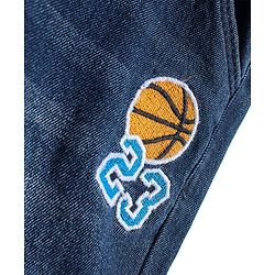 Babyhug Denim Stretchable Jeans With Basketball Embroidery - Blue