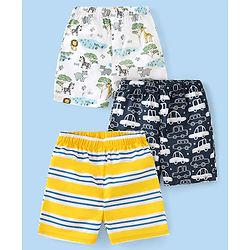 Babyhug Cotton Knee Length Boxers Animal & Vehicle Print Pack of 3 - Multicolour