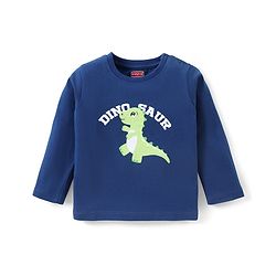 Babyhug Cotton Knit Full Sleeves T-Shirt with Dino Print - Navy Blue