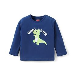 Babyhug Cotton Knit Full Sleeves T-Shirt with Dino Print - Navy Blue