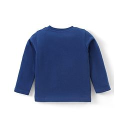 Babyhug Cotton Knit Full Sleeves T-Shirt with Dino Print - Navy Blue