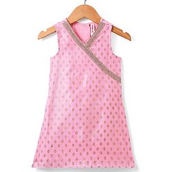 Babyhug Woven Sleeveless Floral Printed Kurta Gharara & Dupatta with Lace Detailing - Pink
