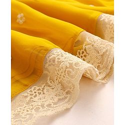 Babyhug Woven Sleeveless Floral Embroidered Ethnic Dress - Yellow