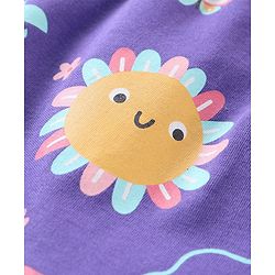 Babyhug Cotton Knit Full Sleeves Sleepsuit With Rainbow Print = Purple
