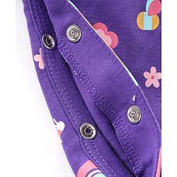 Babyhug Cotton Knit Full Sleeves Sleepsuit With Rainbow Print = Purple
