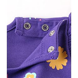 Babyhug Cotton Knit Full Sleeves Sleepsuit With Rainbow Print = Purple
