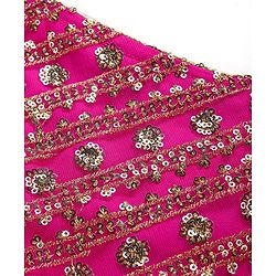 Babyhug Woven Sleeveless Sequin Embroidered One Shoulder Top With Palazzo & Dupatta- Fuschia